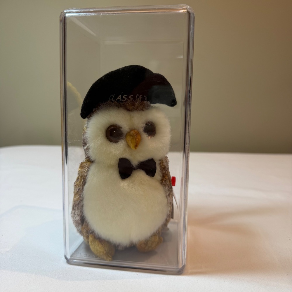 Retired Ty Beanie‎ Baby Smarter the Owl Class of 2002 Graduation with Case NEW